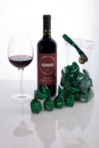 Rosso di Montalcino e praline al Sangiovese